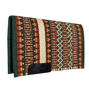 Western Riding Saddle Pad New Zealand Wool 100% Wool Filling Comfortable All-Purpose Green Orange Patterned Design for Horse - Product Image 1
