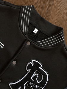 Blouson universitaire Afernon Industry pour homme en cuir véritable noir et gris, coupe-vent, style gothique, avec motif tête de mort, toile d'araignée et lettre B, streetwear, fermeture éclair - Product Image 3