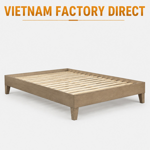 Vietnam Furniture Factory Solid Ash Wood Bed <b>Frame</b> Minimalist Platform Bed for Modern Bedroom OEM/ODM Manufacturer - Product Image 1