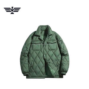 Chaqueta de Invierno Personalizada para Hombre, Acolchada con Diseño de Diamantes, con Botones, Aislante, con Revestimiento Ecológico, Cuello Alto, Color Sólido - Product Image 2