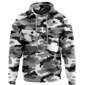 Men's Camouflage Print Hooded Sweatshirt Regular Fit Long Sleeve Casual Pullover with Front Pocket and <b>Stars</b> <b>Design</b> - Product Image 1