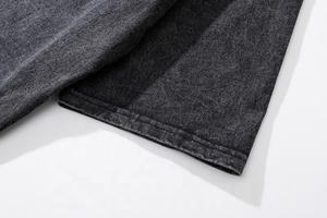 2024 nouveau Design hommes 100% coton surdimensionné T-Shirt poids lourd effet de lavage à l'acide technique de tissage Fitness rue tricoté - Product Image 6