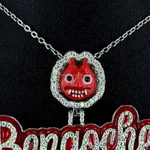 Collier avec pendentif en argent 925 Starling personnalisé Moissanite personnalisé en émail rouge foncé - Product Image 3