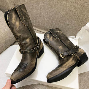Bottes de cowboy western en cuir véritable brodées, bottes d'équitation pour homme, bottes de sport pour homme Rustler - Product Image 2