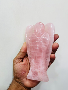 Grande décoration artisanale en cristal de quartz rose, ange de poche pour la maison, la voiture et le bureau - Product Image 2
