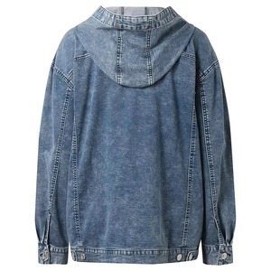 เสื้อฮู้ดดี้แฟชั่นสไตล์ Acid Wash สำหรับผู้หญิง สกรีนโลโก้ได้ ทรงโอเวอร์ไซส์ ไหล่ตก เสื้อฮู้ดดี้ผู้หญิงแบบฟอกสี - Product Image 3