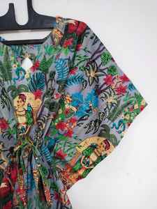 ชุดเดรสคาฟทันผ้าฝ้ายพิมพ์ลายอินเดียทำมือ สวมใส่สบาย เหมาะสำหรับชายหาด สไตล์โบโฮ - Product Image 4