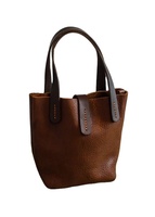 Tas Tangan Wanita Kulit Asli 100% Tahan Air Bordir Logo Penutup Ritsleting Lapisan PVC Warna Solid Rantai Vintage Pantai
