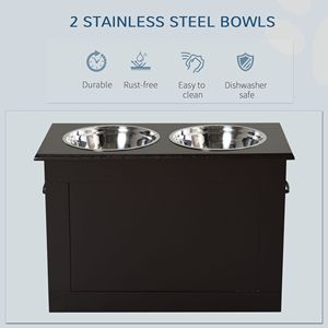 Stazione di Alimentazione Automatica per Cani XL Marrone Scuro con 2 Ciotole in Acciaio Inox Forma Rettangolare per Animali Domestici di Taglia Grande da Viaggio - Product Image 5