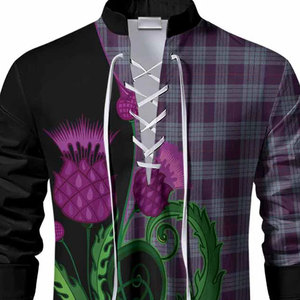 Chemise écossaise en gros à manches longues et à lacets, motif ghillie Jacobite, tartan feuille d'érable Canada avec motif de gazon des prés - Product Image 5
