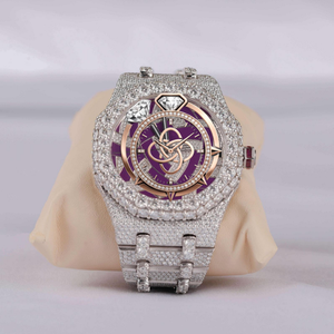 Handcrafted Moissanite <b>Diamond</b> <b>Watch</b> Men Full Pave VVS Stone Bracelet Wristwatch - Product Image 1