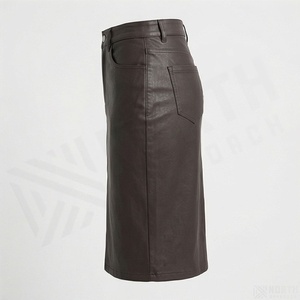Women's High Waist <b>Faux</b> <b>Leather</b> Pencil <b>Skirt</b> Knee-Length Solid Office Lady Style - Product Image 3