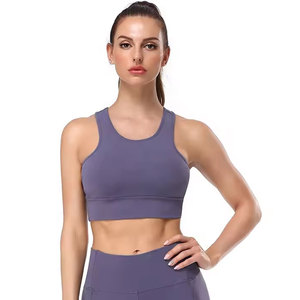 Soutien-gorge de sport pour femme à maintien élevé, violet, dos nageur, avec bretelles larges et coussinets rembourrés - Product Image 1