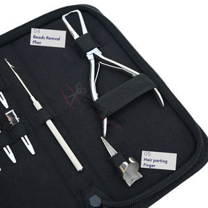 Kit de Herramientas para Extensiones de Cabello Plateadas con Alicates Profesionales para Microenlaces, Gancho para Cabello, Agujas de Coser y Pinzas de Pico de Pato para Seccionar - Product Image 4