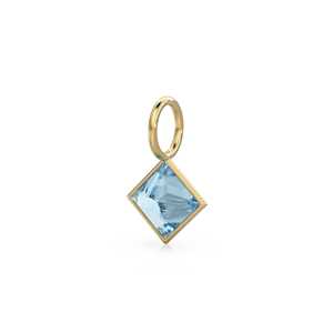 Colgante de oro amarillo macizo de 14k con bisel para joyería, con aguamarina de 5mm / Piedra de nacimiento de marzo / Gema azul con corte princesa - Product Image 5
