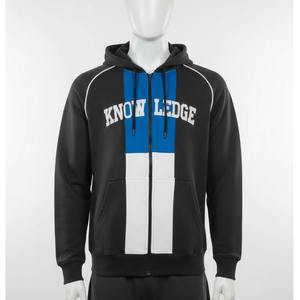 Sudadera con capucha de diseño moderno para hombre, talla grande, color sólido, con cremallera completa, transpirable, venta al por mayor. - Product Image 2