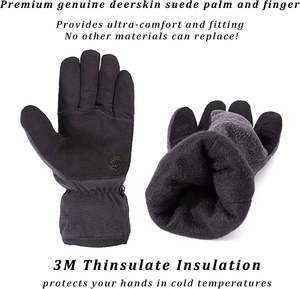 Guantes cálidos de piel de ciervo suave y forro polar térmico - Product Image 4