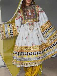 Robes afghanes vintage à bas prix, best-sellers, en georgette et mousseline, avec décorations en dentelle, couleurs personnalisées, pour mariage. - Product Image 5