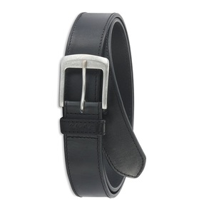 Cinturón casual de cuero genuino negro para hombre, hecho a mano, con costuras completas y hebilla de metal niquelado. - Product Image 3