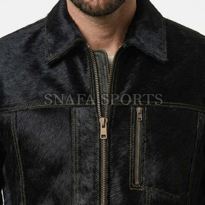 Vestes en cuir à poils de qualité supérieure, col montant personnalisé, fermeture éclair, taille adulte – Nouveauté très demandée - Product Image 5