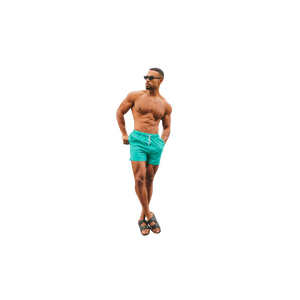 Men's Solid Color <b>Polyester</b> Board Shorts Mid Waist Drawstring Closure Quick Dry Casual Style Short Length - Product Image 1