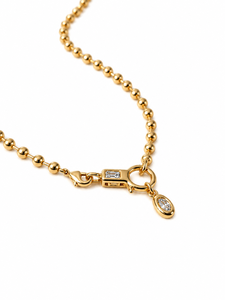 DEF Front Clasp Enhancer Lock Ball Chain Necklace with Baguette & Oval Pendant Necklace VVS Lab Diamond 14K Gold IGI Certified - Product Image 1