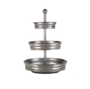 Soporte de Pastel de Metal Galvanizado de Alta Calidad, Diseño Único de Tres Niveles, Soporte de Pastel y Cupcakes de Metal Galvanizado Estilo Antiguo - Product Image 1