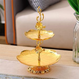 Plateaux de service dorés à 2 niveaux, créatifs, pour fruits, desserts, collations, plateau à double étage pour bonbons, pour la maison, les fêtes, les mariages - Product Image 3