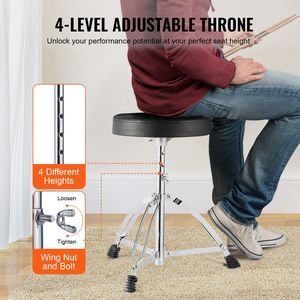 22-Inch 5-Piece adulto Full Size Drum principiante Bass Toms rullante da pavimento regolabile trono stand piatto Hi-Hat pedale - Product Image 5