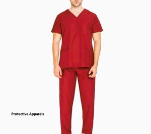 Highly Durable 100% Cotton Twill Soft and Flexible V Neck Short <b>Sleeve</b> Scrub Top Pants Set Hospital Uniform for Doctors Nurses - Product Image 2