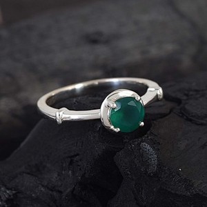 Pure 925 Sterling <b>Silver</b> Handmade Green Onyx <b>Ring</b> Classic Natural Cut Crystal Gemstone Perfect Wedding Anniversary Women's Gifts - Product Image 2