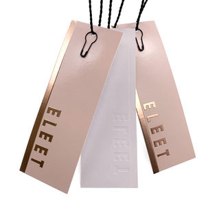 OEM 2026 Wholesale Premium Customized Clothing <b>Tags</b> Glossy Paper Gold Foil Hang Labels Golden Printing Hang <b>Tags</b> - Product Image 6