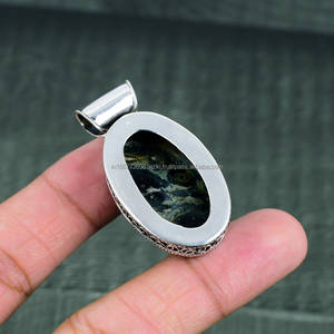 Piedra preciosa natural hecha a mano 925 plateado colgante joyería antigua Estilo Vintage colgante ocasión especial regalo - Product Image 6