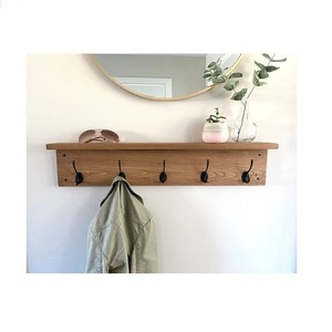 Multipurpose Wooden Wall Organizer with Hanging Hooks for Keys <b>Name</b> <b>Tags</b> Access Cards and Lightweight Household Items - Product Image 1