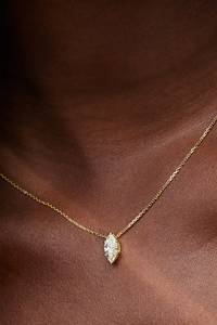 Collar de Diamantes con Corte Marquesa en Oro Amarillo de 18k para Mujer, Minimalista, para Uso Diario, Hecho a Mano y Personalizado - Product Image 3