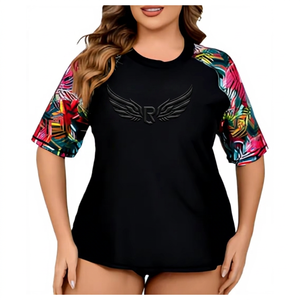 Camiseta de Natación para Mujer, Manga Corta, Estampado Colorido, Protección Anti UV, Transpirable, Secado Rápido, Spandex, Poliéster - Product Image 3