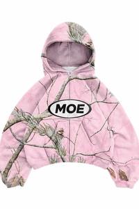 Sweat à capuche tendance personnalisé rose camouflage Y2K, coupe ample, en molleton bouclette épais, style streetwear, vente en gros - Product Image 2