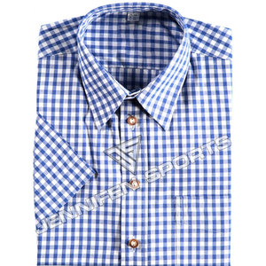 <b>Men</b> Blue&<b>White</b> Gingham <b>Short</b>-<b>Sleeve</b> <b>Shirt</b> Turn Down Collar Casual Bavarian Oktoberfest Plaid <b>Shirt</b> - Product Image 6