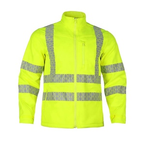 <b>High</b> <b>Visibility</b> Class 2 <b>Softshell</b> Safety <b>Jacket</b> Reflective Striped Waterproof Windproof Lightweight Workwear for Road Crew - Product Image 6