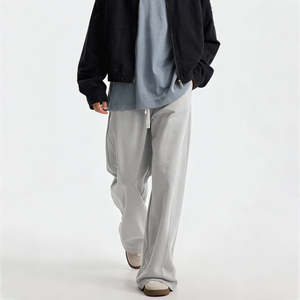 Pantalones Casuales de Algodón 100% OEM, Pantalones Deportivos con Parches, Pantalones Deportivos de Felpa Francesa, Pantalones Anchos y Holgados - Product Image 4