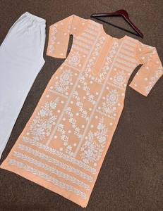 Salwar Kameez de algodón rayón pesado, tela floral de satén suizo, estilo indio pakistaní, ropa para bodas y fiestas, vestido floral de noche. - Product Image 2