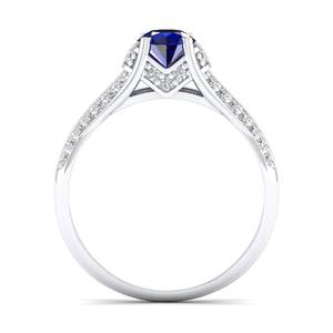 Anillos REYES personalizados con moissanita y zafiro azul en plata de ley 925, joyería fina para mujer, regalo para ella. - Product Image 4