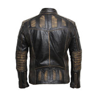 Blouson de moto en cuir pour homme, en toile, chaud, coupe-vent, respirant, pour motocross, avec protection, col montant, logo frontal