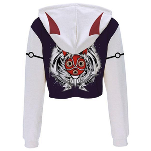Hoodie court en polaire pêche pour femme, à manches longues et épaules tombantes, tricoté, style décontracté hiver, doublure polyester, broderie - Product Image 4