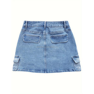 ชุดเดรสผ้ายีนส์มินิฮิปขึ้นสำหรับผู้หญิง Y2K อินเทรนด์กระโปรงตรงเซ็กซี่สะโพกใหญ่เอวสีทึบฤดูใบไม้ผลิปี2025 - Product Image 3