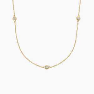 Collier en or jaune massif 14 carats plaqué rhodium avec diamant de laboratoire de 0,25 ct serti clos, 18 pouces, délicat et luxueux, certifié IGI, de qualité supérieure - Product Image 4