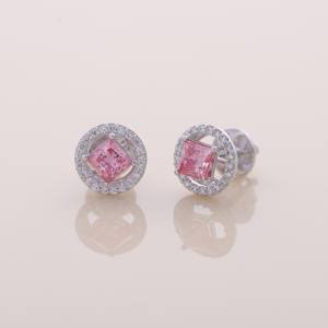 Pendientes de Diamante Rosa Princesa Cultivado en Laboratorio de 1.51ct con Halo, Oro Amarillo, Blanco y Rosa de 14K, Chapado en Rodio, Certificado IGI, Joyería Fina - Product Image 3