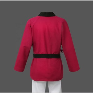 Tenues de compétition de Taekwondo pour combattants, hauts personnalisés élastiques, tendance unisexe, approuvés WT, 100% polyester, durables, séchage rapide, devant - Product Image 2