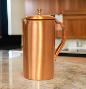 Copper jug set for everyday kitchen stress usage water metal set with <b>glasses</b> durable reusable kitchen dining drinkware - Product Image 5