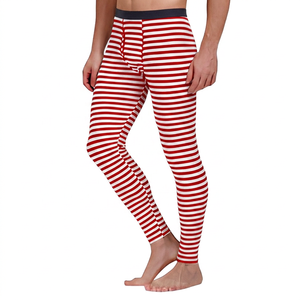 Leggings rayés pleine longueur pour hommes, pantalon en coton et élasthanne respirant à taille élastique - Product Image 4